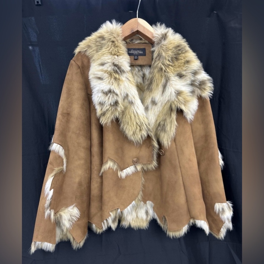 Donna Salyers' Fabulous-Furs Faux Fur Cape Coat - Size 3X